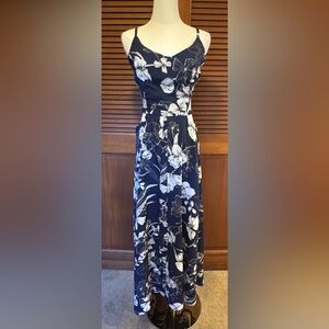 Zaful Floral Navy Blue Backless Dress